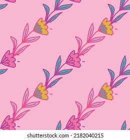 Flor sin costura en estilo folclórico estilizado. La mano dibujó un elegante fondo botánico. Papel tapizado de cartón con motivos florales. Diseño para tela, textil, envoltura, cubierta.