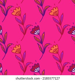 Flor sin costura en estilo folclórico estilizado. La mano dibujó un elegante fondo botánico. Papel tapizado de cartón con motivos florales. Diseño para tela, textil, envoltura, cubierta.