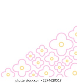 cute flower seamless pattern.Pink flower with white Background. Pink flowers on white background fabric. Vector. Illustration. Flower  background frame