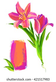 Cute  Flower. Set of flowers isolated on white background. Retro design graphic element. This is illustration ideal for a mascot and tattoo or T-shirt graphic. Stock illustration