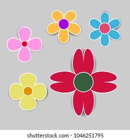 Cute flower with shadow on white background,eps10