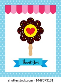 cute flower shaped popsicle ice cream thank you card vector