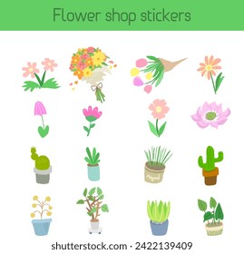 Cute flower shop sticker set