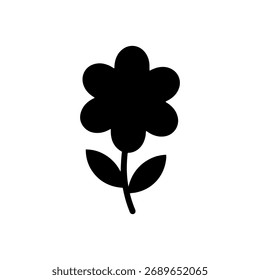 Diseño plano de Vector de icono de silueta de flores lindas.
