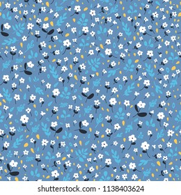 Cute flower simple minimalistic seamless pattern graphic design for paper, textile print. Floral background with hand drawn flowers and leaves.