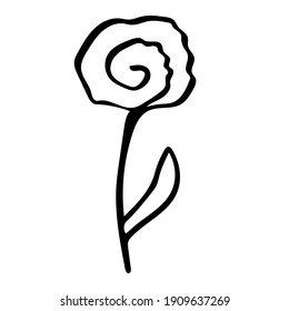 Cute flower is a single vector doodle element. Illustration for Valentine's Day greeting cards, wedding cards, International Women's Day greetings, invitations, and romantic design.