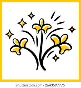 Eine süße Blume mit funkelt darum herum
