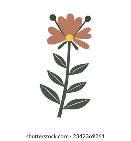 Cute Flower Sticker icon vector illustration asset element