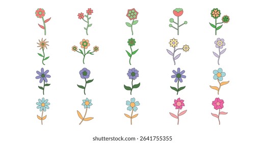 Cute Flower Sticker Vectro Collection