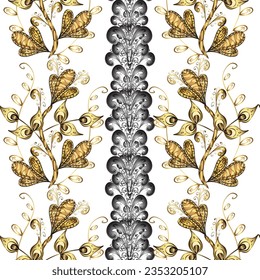 Cute flower vector pattern. Colour Spring Theme seamless pattern Background. Flowers on white, gray and yellow colors. Flat Flower Elements Design.