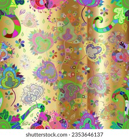 Cute flower vector pattern. Fashionable fabric pattern. Colour Summer Theme seamless pattern Background. Flat Flower Elements Design. Vector. Doodles.