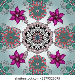 Cute flower vector pattern. Flowers on pleasant colors. Colour Spring Theme seamless pattern Background. Flat Flower Elements Design.