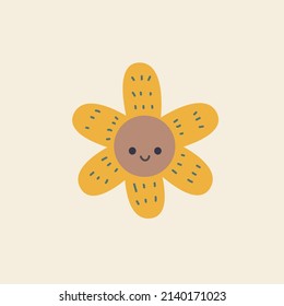 Cute Flower Vector with Yellow and Brown Coolor