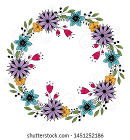 cute flower wreath. vector illustration.