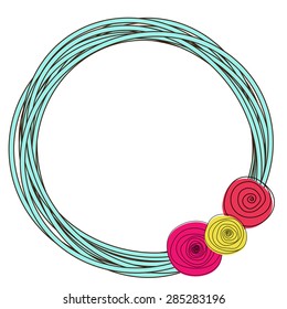 Cute flower wreath.flower border vector.