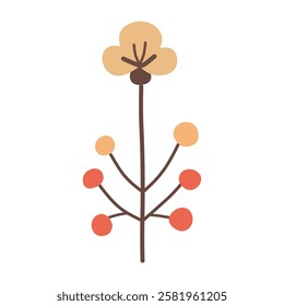 Cute flower,cartoon, isolated, vector illustration, orange,graphic design, flat 
