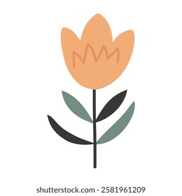 Cute flower,cartoon, isolated, vector illustration, orange,graphic design, flat 
