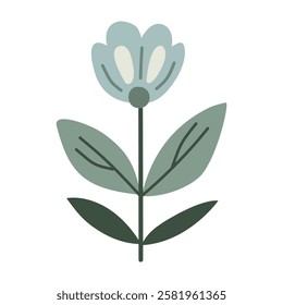 Cute flower,cartoon, isolated, vector illustration, blue,graphic design, flat 

