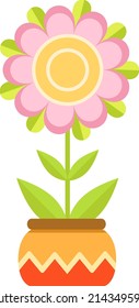 Rein blühender Topf mit Blume. Dekorelement für Muster und Grenzen