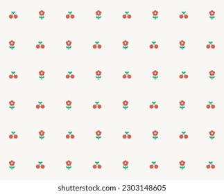 Cute flowers and berries seamless pattern. Pattern design, print, template. Vector illustration. 