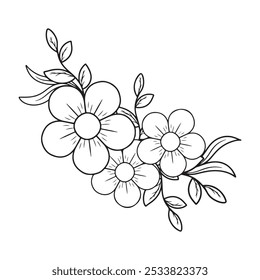 süße Blumen mit Ästen und Blättern einzeln Symbol, Vektorgrafik-Design