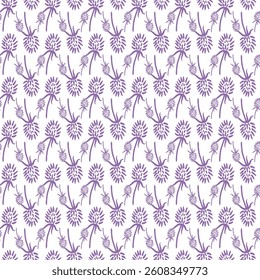 Cute Flowers And Branches Seamless Vector Pattern Design