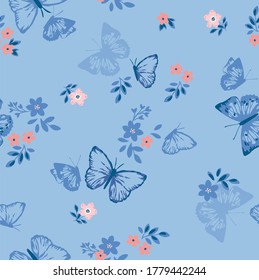 cute flowers and cute butterfly graphic design