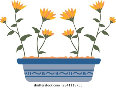 cute flowers in ceramic pot isolated icon vector illustration design