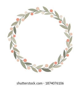 Cute flowers circle wreath floral wallpaper template background bouquet. Botanical flower and leaf branch can be used for printing, greeting or wedding anniversary. Vector invitation card concept