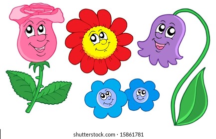 Cute flowers collection - vector illustration.