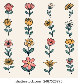 Cute flowers decoration, Cute flowers illustration
