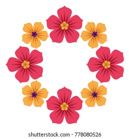 cute flowers decoration isolated icon