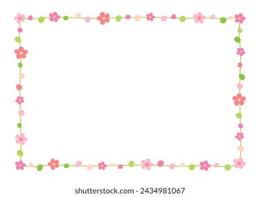 Cute flowers decorative frame isolated on white background.