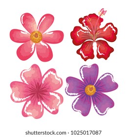 cute flowers decorative icon