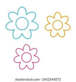cute Flowers Doodle Decorative Element⁠. vector illustration.
