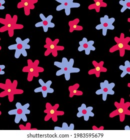 Cute Flowers Doodles Hand Drawn Vector Stock Vector (Royalty Free ...