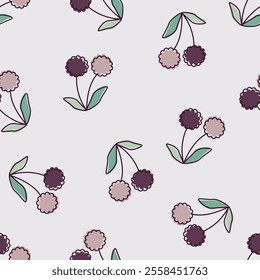 Cute flowers and dots. Floral leaf. Abstract cartoon seamless pattern. Texture for card, fabric, wrapping, textile, wallpaper, background, paper gift, scarf, phone case, wrapping.