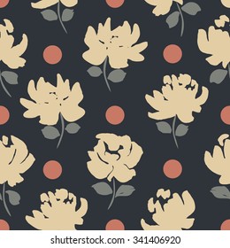  cute flowers and dots seamless pattern. floral vector background