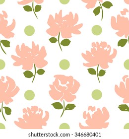  cute flowers and dots seamless pattern. floral vector background