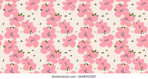 Cute flowers drawing Seamless pattern. Hand drawn style. Ideal for textile design, wallpaper, covers, posters, cards, decoration and packaging.
