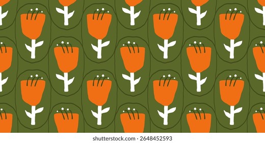 Cute flowers drawing Seamless pattern. Hand drawn style. Ideal for textile design, wallpaper, covers, posters, cards, decoration and packaging.