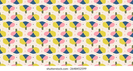 Cute flowers drawing Seamless pattern. Hand drawn style. Ideal for textile design, wallpaper, covers, posters, cards, decoration and packaging.