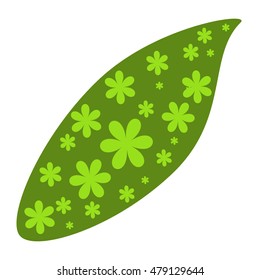 cute flowers in green  leaf logo. Nice green leaf.