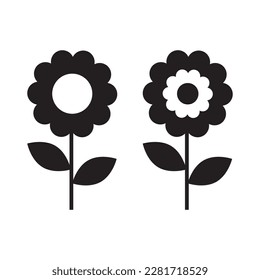 Cute flowers icon isolated vector illustration on white background.