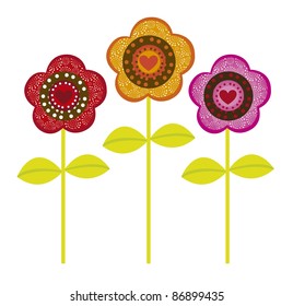 cute flowers  isolated over white background. vector