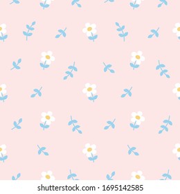 Cute flowers and leaf seamless background repeating pattern, wallpaper background, cute seamless pattern background