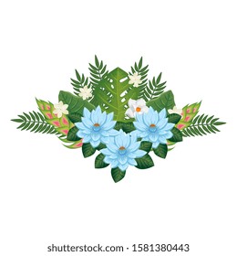 flores lindas con hojas Icono aislado Ilustración vectorial diseño