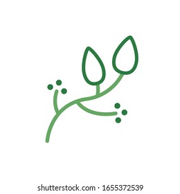 flores lindas con hojas estilo medio color resorte icono ilustración vectorial diseño