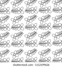 cute flowers with leaves decorative pattern