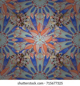 Cute flowers. Line seamless pattern. Vector Trendy fabric pattern.